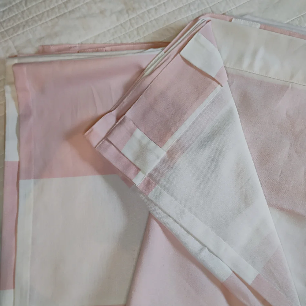 Athena Pink and White Queen Sheet Set And Pink And White Curtains
